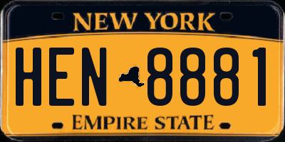 NY license plate HEN8881