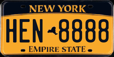 NY license plate HEN8888
