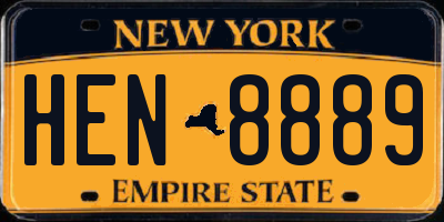 NY license plate HEN8889