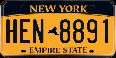 NY license plate HEN8891