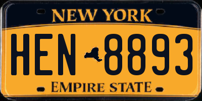 NY license plate HEN8893