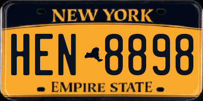 NY license plate HEN8898