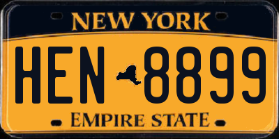 NY license plate HEN8899