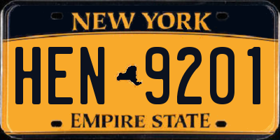 NY license plate HEN9201