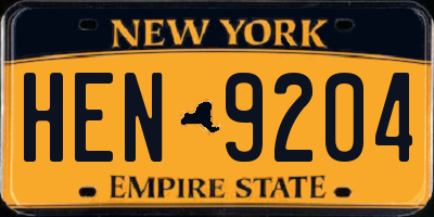 NY license plate HEN9204