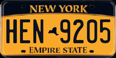 NY license plate HEN9205