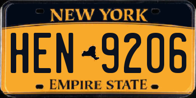 NY license plate HEN9206