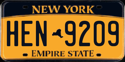 NY license plate HEN9209