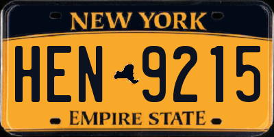 NY license plate HEN9215