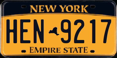 NY license plate HEN9217
