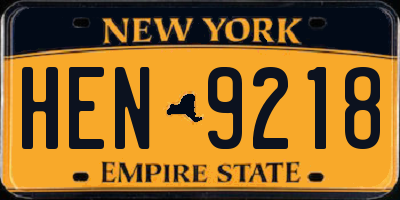 NY license plate HEN9218