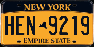 NY license plate HEN9219