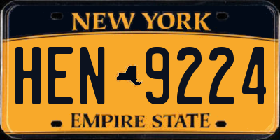 NY license plate HEN9224