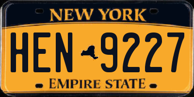 NY license plate HEN9227