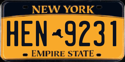 NY license plate HEN9231