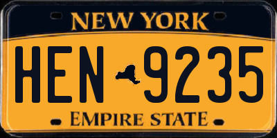 NY license plate HEN9235
