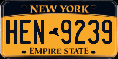 NY license plate HEN9239