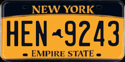 NY license plate HEN9243