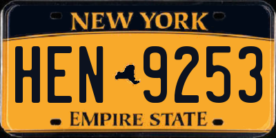 NY license plate HEN9253