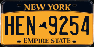 NY license plate HEN9254