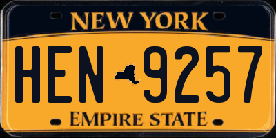NY license plate HEN9257
