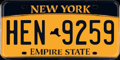 NY license plate HEN9259