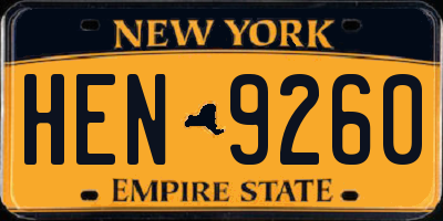 NY license plate HEN9260