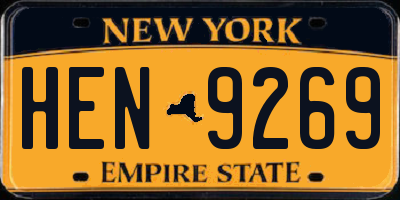 NY license plate HEN9269