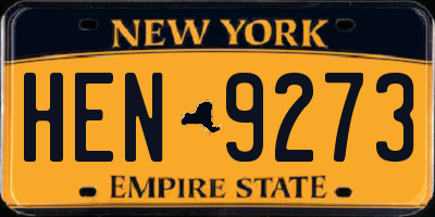 NY license plate HEN9273
