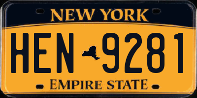 NY license plate HEN9281