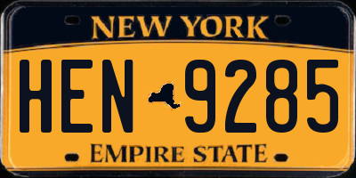 NY license plate HEN9285