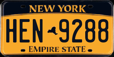 NY license plate HEN9288