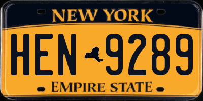 NY license plate HEN9289