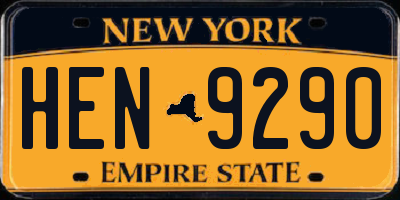 NY license plate HEN9290