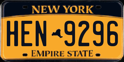 NY license plate HEN9296