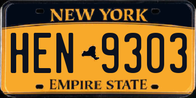 NY license plate HEN9303