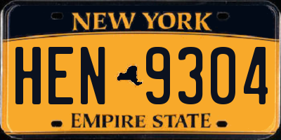 NY license plate HEN9304