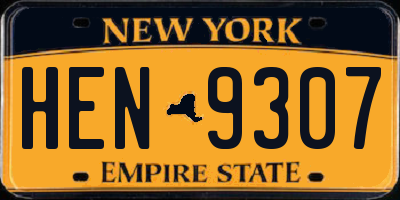 NY license plate HEN9307