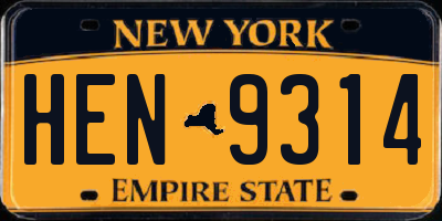 NY license plate HEN9314