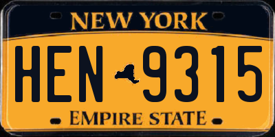 NY license plate HEN9315
