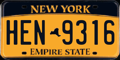 NY license plate HEN9316