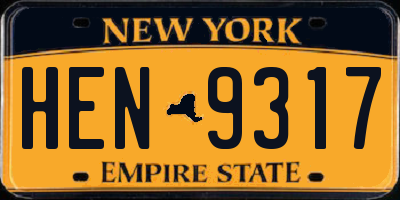 NY license plate HEN9317