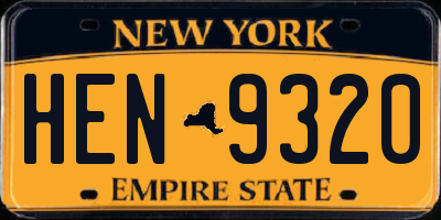 NY license plate HEN9320