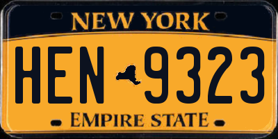 NY license plate HEN9323