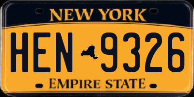 NY license plate HEN9326