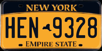 NY license plate HEN9328