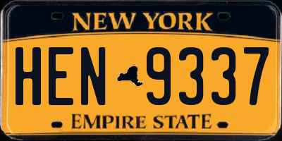 NY license plate HEN9337