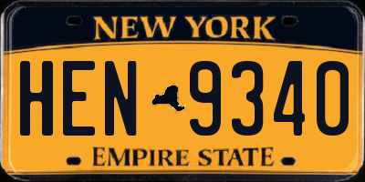 NY license plate HEN9340