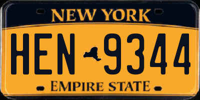 NY license plate HEN9344