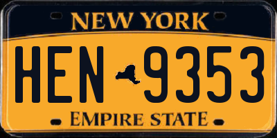 NY license plate HEN9353